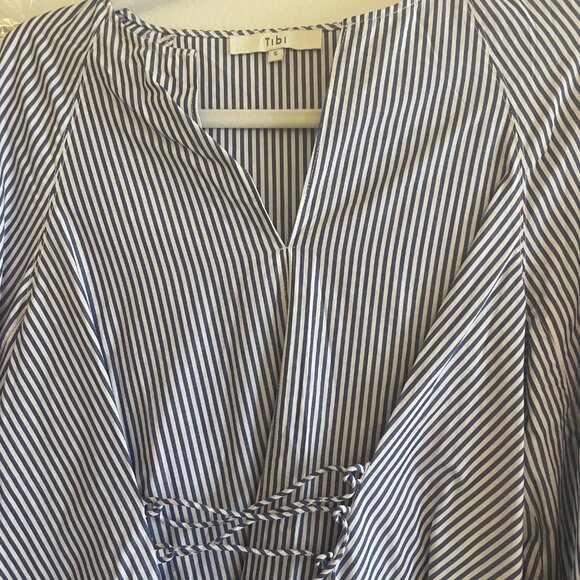 NWOT$275 - Tibi Stylish Blue Striped Long-Sleeve Blouse - Sz S - Picture 4 of 6